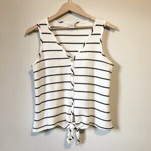 Paper Crane Tie Hem Wooden Button Rayon Blend Down Tank Top Small | Boho